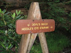 Devil's Gulch trial sign