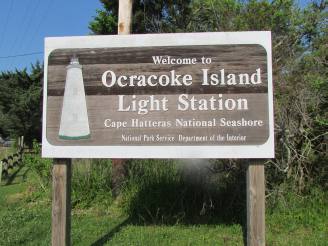 Ocracoke light sign